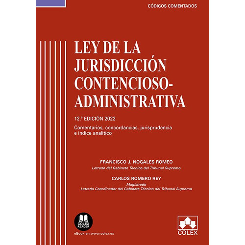 Ley De La Jurisdiccion Contencioso Administrativa Codigo Co, De Aa.vv. Editorial Colex, Tapa Blanda En Español