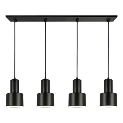Colgante 4 Luces Nero Negro Apto Led E27 Deco Luz Desing Negro