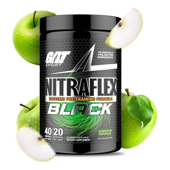 Gat Nitraflex Black 40 Servicios 460 G Manzana Verde Sabor Green apple