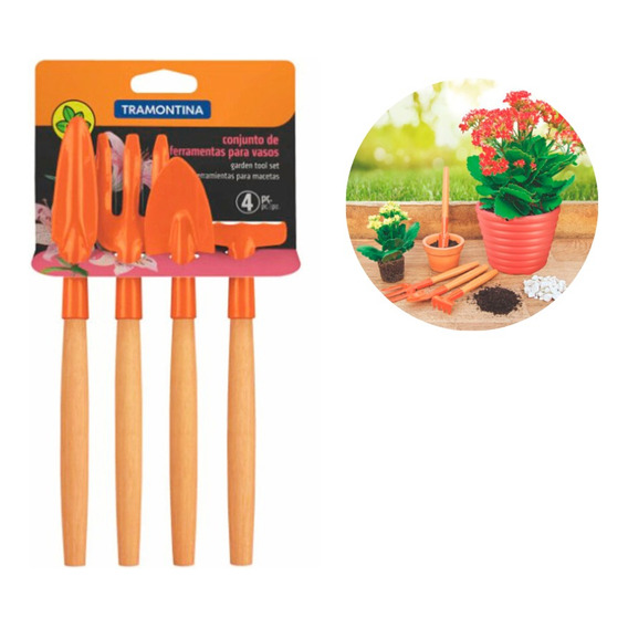 Set Herramientas Jardin 4 Piezas Tramontina Maceta Plantas