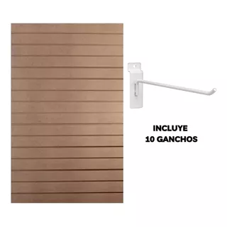 Panel Ranurado 60x122cm Natural - Incluye 10 Ganchos - Tumin