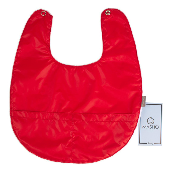 Babero Con Olanes Masho, Impermeable Y Cierre Velcro Color Rojo Talla Unitalla