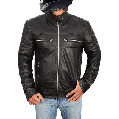 Lp-facon Mens Vintage Black Powersports Chaqueta Protectora 