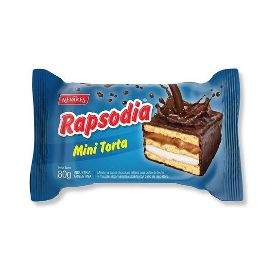 Rapsodia Nevares Mini Torta Bizcochuelo Bañado Chocolate 80g