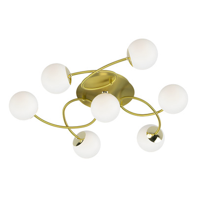 Plafon 7 Luces Relleu 1542om Apto Led G9 Dorado Vidrio Rd