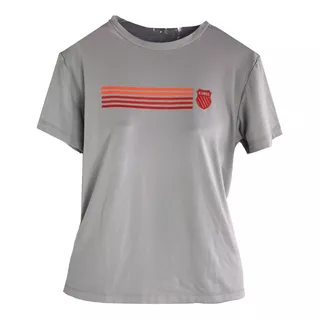 Camiseta K-swiss Platina - Cinza Com Listas Vermelha E Laran