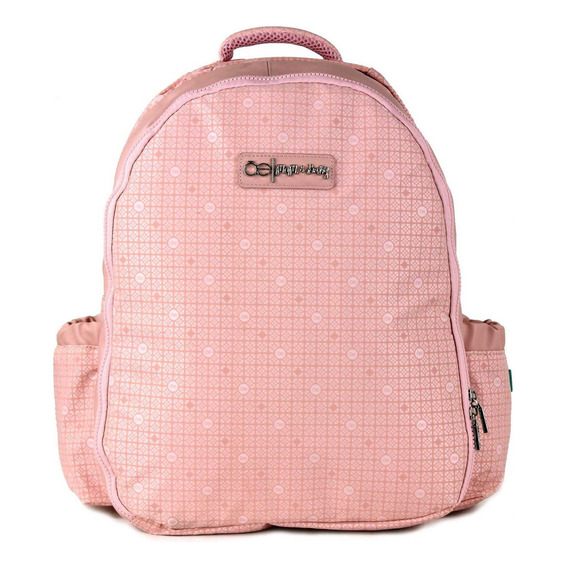 Pañalera Backpack Textil Con Trama Icónica De La Marca Cloe Color Rosa Diseño de la tela