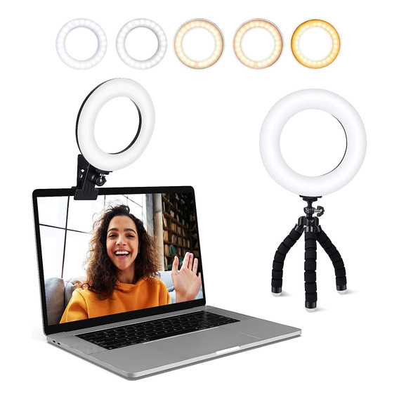 Anillo De Luz Con Clip Para Camara Web 5 Colores Regulables