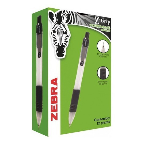 Portaminas Zebra Retractil 0.5 Mm 12 Piezas Colores Surtidos
