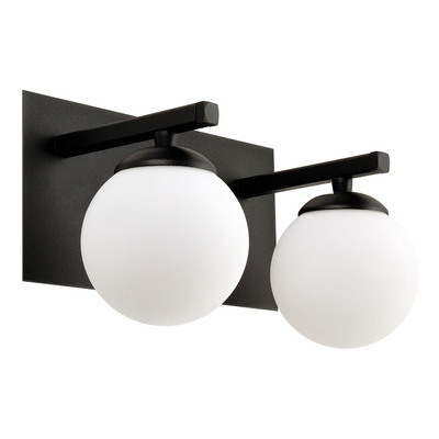 Aplique 2 Luces Elyn Negro Globo Opal Apto Led G9 Deco