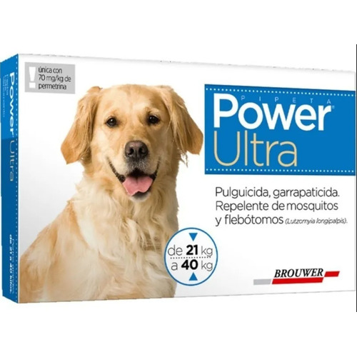 Power Ultra 21 A 40 Kg Pipeta Perro Anti Pulgas Garrapatas