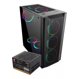 Gabinete Pc Gamer Sate K381 8 Cooler Rgb Fuente 750 Full Mod