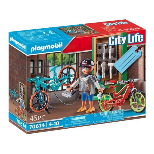 Figura Armable Playmobil City Life Taller De E-bicicletas 45 Piezas 3+	