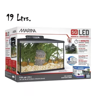 Kit De Acuarios De Vidrio Led Marina 19 Ltrs