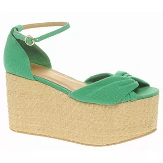 Sandalias Asos Lona Verde Terraplen Alto Imp. Uk.