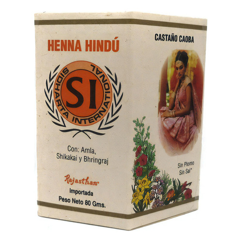  Henna Hindú Diversos Tonos De 80 G - Ra - kg a $336 Tono Castaño caoba