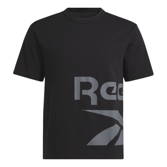 Playera Reebok Hombre Caballero Casual Negro Side Vector Ss