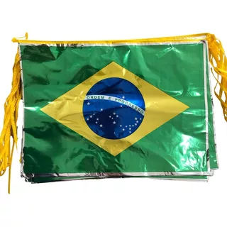 Cordão C/ Bandeiras Do Brasil Metalizada 39x29cm - 30 Metros