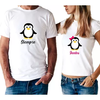 Remera Pingüinos Siempre Juntos Enamorados Amigos Unisex 