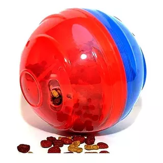 Brinquedo Funcional Comedouro Petball Pequena Bola Pet Games Cor Azul E Vermelho