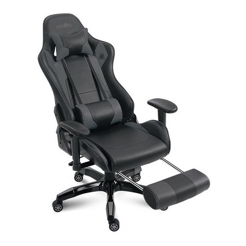 Silla de escritorio Level Up Apolo gamer ergonómica  negro y gris con tapizado de cuero sintético