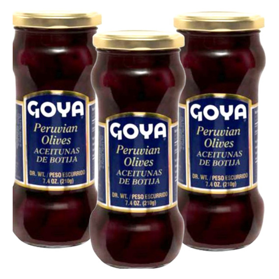 3 Frascos Aceitunas De Botija Peruanas Goya 210g C/u