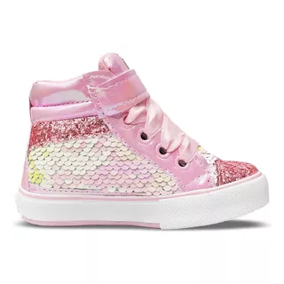 Botitas Nena Bebe Rosa Con Lentejuelas Glitter Y Abrojo Ceve