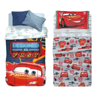 Combo Acolchado + Sabanas 1½ Plaza Disney Cars Orig Piñata