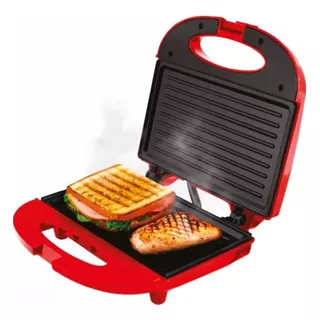 Sanduicheira Grill Vermelha Elétrica 110v 127v 750w 2 Em 1