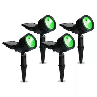 Ecoforce Kit 4 Luminária Solar Espeto Spot Solar Superled 20lm Verde