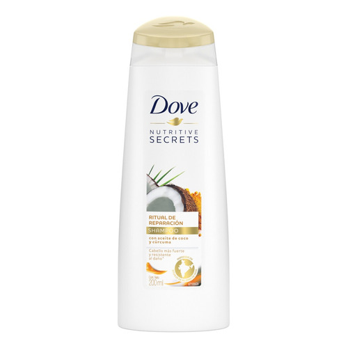 Shampoo Dove Nutritive Secrets Ritual de Reparación Coco y Cúrcuma en botella de 200mL por 1 unidad