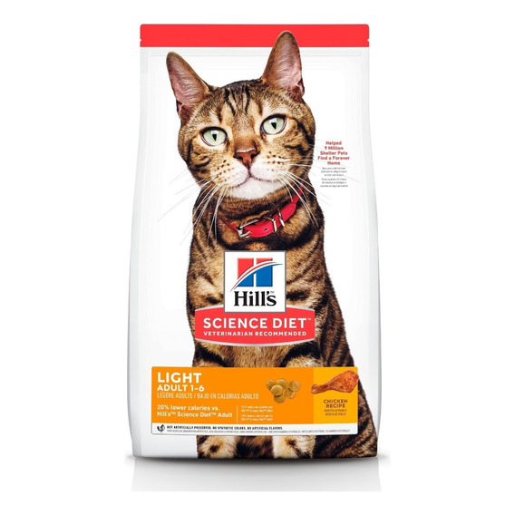 Comida para gato adulto Hill's Science Diet Light de 3.2kg