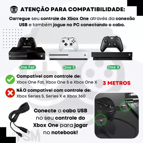 Cabo Controle 3 Metros Compatível Xbox One Jogar Notebook Pc