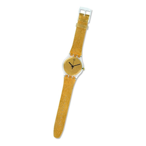 Reloj Swatch Nuit Doree Suok122 30m Wr Malla Glitter Suizo