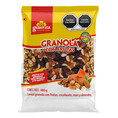 3 Pzs Granvita Granola Con Frutas Y Miel 400gr