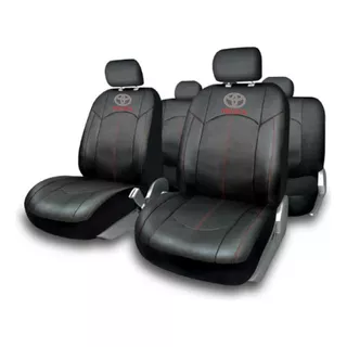 Cubreasiento Funda Ecocuero Líneas Rojas Toyota Logo Bordado