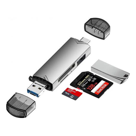 Multi Lector De Tarjeta 6en1 Usb 3.0 Tipo C, Sd, Micro Sd