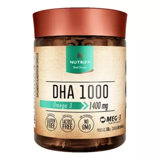 Dha 1000 60 Caps - Nutrify - Omega 3 C/selo Qualidade Meg-3® Sabor Neutro