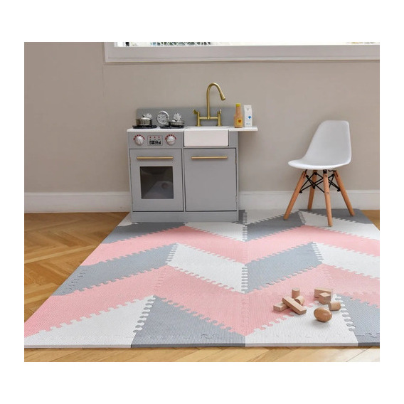 Piso Goma Eva Encastrable Bebe Alfombra Antigolpes Grande Color Pink