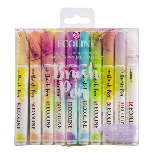 Marcadores Ecoline Brush Pen Pastel Estuche X 10 Colores