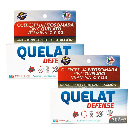 Pack X2 Quelat Defense 30 Capsulas Vegetales Sabor Sin Sabor