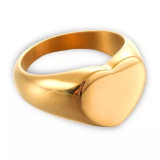 Anillo Gran Corazón Moda Chunky Chapa De Oro 18 K Acero Inox
