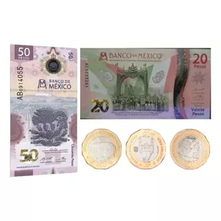Colección De Nuevos Billetes Aa Y Monedas De 20 Y 50 Pesos