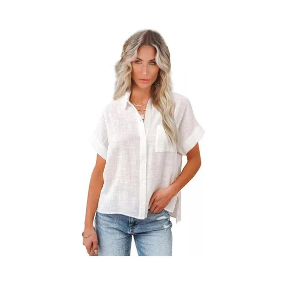 Blusa Miveni Casual De Algodón Y Lino C/botones Para Mujer