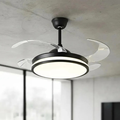 Ventilador De Techo Zenith Negro Retractil Luz Control  1.06 M Negro Transparente 4