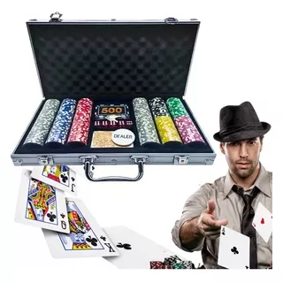 Jogo De Poker C/ Maleta Fichas Coloridas 300un