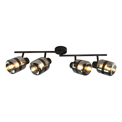 Aplique Spot 4 Luces Fugazi Negro Vidrio Humo Led E27 Cie