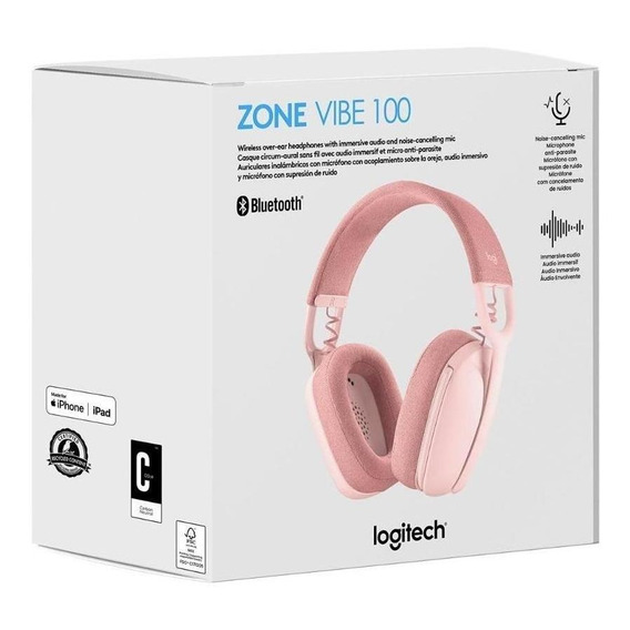 Audifono C/microf Logitech Zone Vibe 100 Bluetooth Rose