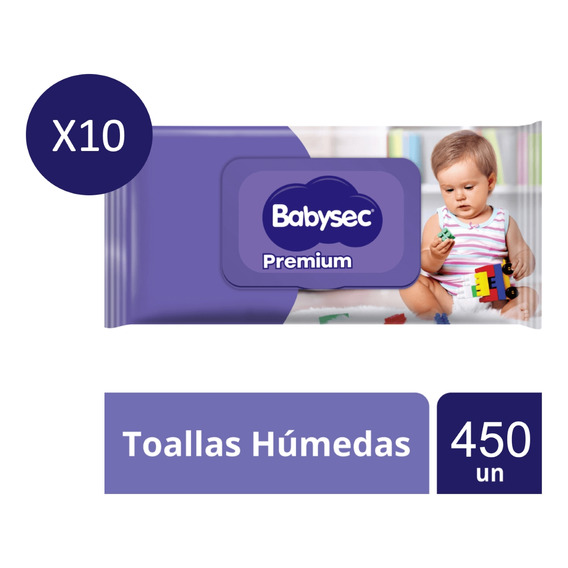 Pack 10 Toallitas Húmedas Babysec Premium 45 Un