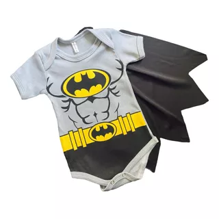 Body Bebe Mesversario Infantil Menino Herói Batman + Capa 